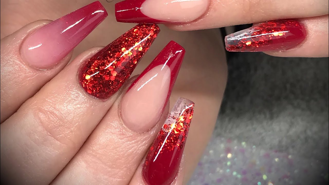 Coffin Baddie Red Acrylic Nails